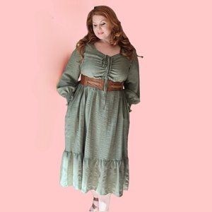 Sage Green Sweetheart Neckline Midi Dress